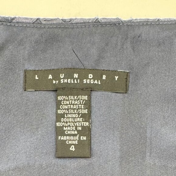 Laundry By Shelli Segal Navy Silk Strapless Bubble Skirt Dress Size 4 - Picture 7 of 11